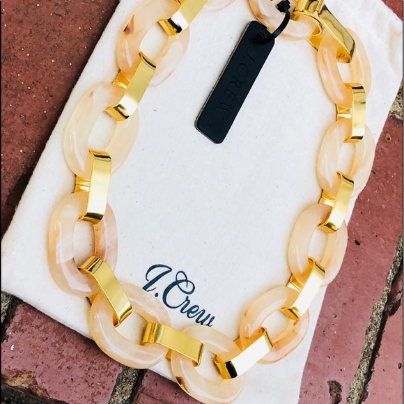 J.Crew Natural Lucite Tortoise Chain Link Necklace - Picture 2 of 7